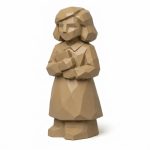 Wood Carved-Like Anne Frank Figurine - Unique Desk Decor for Adults 3D Printed in Canada - 3D Printed in Canada (Classic Birch)