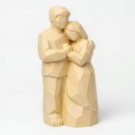 Wood Carved-Like Devoted Couple Figurine - Unique Desk Decor for Adults – 3D Printed in Canada - 3D Printed in Canada (White Oak)