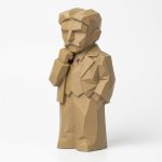 Wood Carved-Like Nikola Tesla Figurine - Unique Desk Decor for Collectors 3D Printed in Canada - 3D Printed in Canada (Classic Birch)