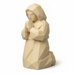 Wood Carved-Like Praying Figure Collectible Figurine - Unique Desk Decor for Adults – 3D Printed in Canada - 3D Printed in Canada (White Oak)