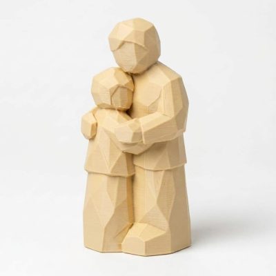 Wood Carved-Like Human Bond Figurine in White Oak Finish - 3D Printed in Canada (White Oak)