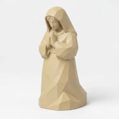 Wood Carved-Like Faith Figurine - Unique Desk Decor for Adults – 3D Printed in Canada - 3D Printed in Canada (White Oak)