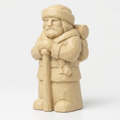 Wood Carved-Like Voyageur Figurine in White Oak Finish - 3D Printed in Canada (White Oak)