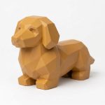 Wood Carved-Like Dachshund Figurine - Unique Desk Decor for Collectors – 3D Printed in Canada - 3D Printed in Canada (Ochre Yellow)
