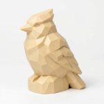 Wood Carved-Like Blue Jay Figurine in White Oak Finish - 3D Printed in Canada (White Oak)