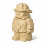 Wood Carved Firefighter Collectible Figurine in White Oak Finish - 3D Printed in Canada (White Oak)