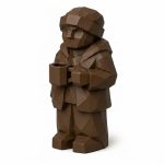Wood Carved Coffee at Collectible Figurine in Black Walnut Finish - 3D Printed in Canada (Black Walnut)