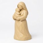 Wood Carved-Like Loving Mother Figurine in White Oak Finish - 3D Printed in Canada (White Oak)
