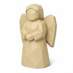 Wood Carved Angel of Quiet Presence Collectible Figurine in White Oak Finish - 3D Printed in Canada (White Oak)