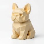 Wood Carved-Like French Bulldog Figurine in White Oak Finish - 3D Printed in Canada (White Oak)