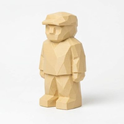 Wood Carved-Like Standing Still Figurine in White Oak Finish - 3D Printed in Canada (White Oak)