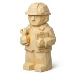 Wood Carved Engineer Collectible Figurine in White Oak Finish - 3D Printed in Canada (White Oak)