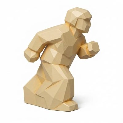 Wood Carved Forward Motion Collectible Figurine in White Oak Finish - 3D Printed in Canada (White Oak)
