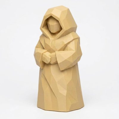 Wood Carved Folk Spirit Collectible Figurine in White Oak Finish - 3D Printed in Canada (White Oak)