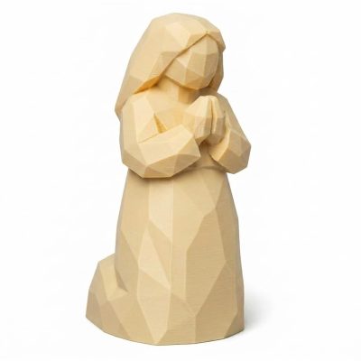 Wood Carved-Like Hope Figurine in White Oak Finish - 3D Printed in Canada (White Oak)