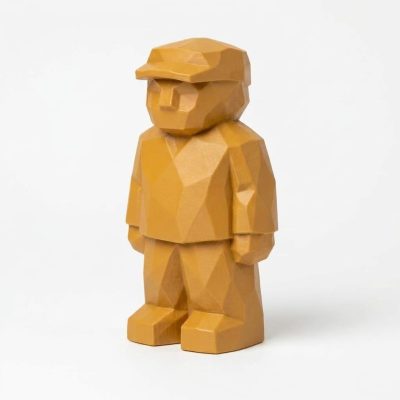 Wood Carved-Like Standing Still Figurine in Ochre Yellow Finish - 3D Printed in Canada (Ochre Yellow)