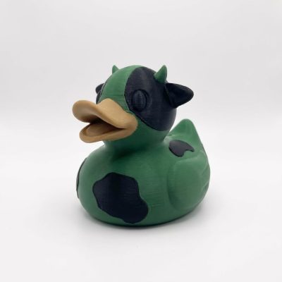 Dairy Cow Duck Collectible Figurine - Unique Green Farm Animal Display Piece for Desk Decor or Gift - 3D Printed in Canada