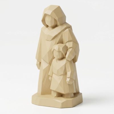 Wood Carved Guiding Presence Collectible Figurine in White Oak Finish - 3D Printed in Canada (White Oak)