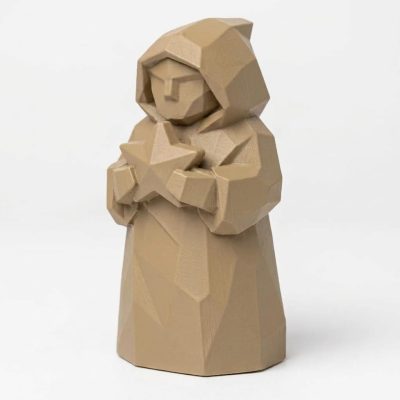 Wood Carved-Like Star Keeper Collectible Figurine - Elegant Desk Decor for Adults 3D Printed in Canada - 3D Printed in Canada (Classic Birch)
