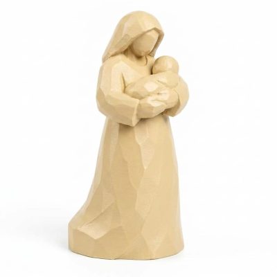 Wood Carved-Like Holding Figurine - Unique Desk Decor for Adults – 3D Printed in Canada - 3D Printed in Canada (White Oak)