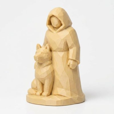 Wood Carved-Like Trusted Collectible Figurine in White Oak Finish - 3D Printed in Canada (White Oak)