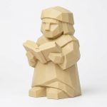 Wood Carved-Like Knowledge Figurine in White Oak Finish - 3D Printed in Canada (White Oak)
