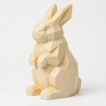 Wood Carved-Like Hare Figurine - Unique Desk Decor for Collectors - 3D Printed in Canada (White Oak)