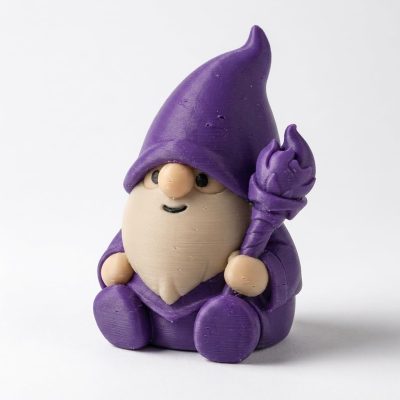 Warlock Gnome Collectible Figurine - Detailed Purple Wizard Desk Decor for Office or Shelf Display - Unique Fantasy Gift for Adults - 3D Printed in Canada