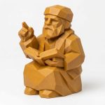 Wood Carved-Like Storyteller Figurine in Ochre Yellow Finish - 3D Printed in Canada (Ochre Yellow)