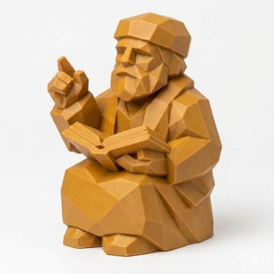Wood Carved-Like Storyteller Figurine in Ochre Yellow Finish - 3D Printed in Canada (Ochre Yellow)