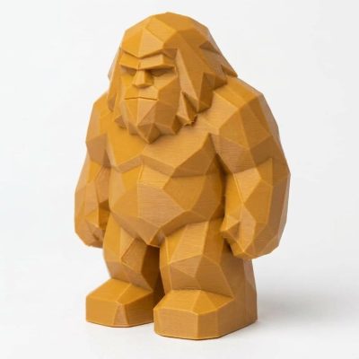 Wood Carved-Like Bigfoot Figurine - Unique Desk Decor for Collectors - 3D Printed in Canada (Ochre Yellow)