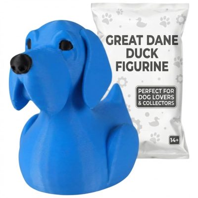Great Dane Duck Collectible Figurine - Striking Blue Dog-Themed Desk Decor for Unique Gift and Display - 3D Printed in Canada