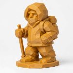 Wood Carved-Like Winter Hiker Figurine in Ochre Yellow Finish - 3D Printed in Canada (Ochre Yellow)