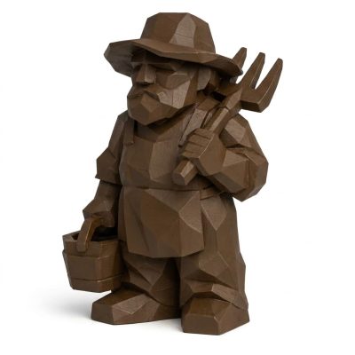 Wood Carved-Like Homesteader Figurine in Black Walnut Finish - 3D Printed in Canada (Black Walnut)