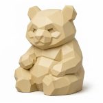 Wood Carved Panda Collectible Figurine in White Oak Finish - 3D Printed in Canada (White Oak)
