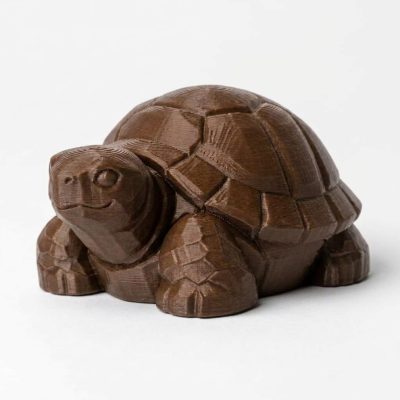Wood Carved-Like Tortoise Figurine - Unique Desk Decor for Collectors – 3D Printed in Canada - 3D Printed in Canada (Black Walnut)
