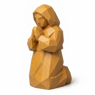 Wood Carved-Like Praying Figure Collectible Figurine - Unique Desk Decor for Adults – 3D Printed in Canada - 3D Printed in Canada (Ochre Yellow)