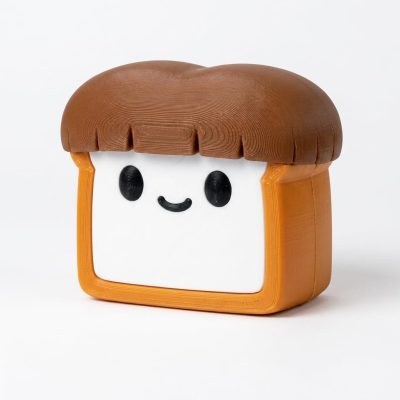 Bowl Cut Toast Collectible Figurine - Striking Brown and White Food-Inspired Desk Decor for Home or Office - Unique Gift for Adults and Collectors - 3D Printed in Canada