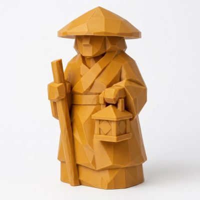 Wood Carved Evening in the Rang Figurine in Ochre Yellow Finish - 3D Printed in Canada (Ochre Yellow)