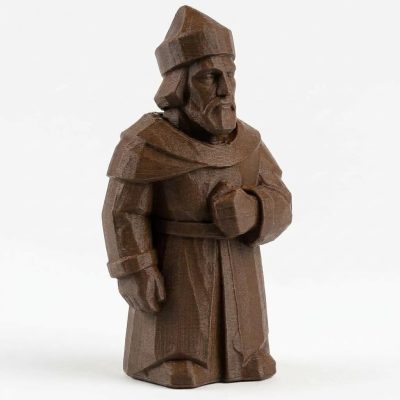 Wood Carved-Like Seigneurial Era Figurine in Black Walnut Finish - 3D Printed in Canada (Black Walnut)
