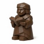 Wood Carved-Like Knowledge Figurine in Black Walnut Finish - 3D Printed in Canada (Black Walnut)