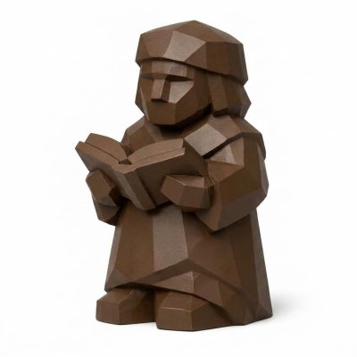 Wood Carved-Like Knowledge Figurine in Black Walnut Finish - 3D Printed in Canada (Black Walnut)