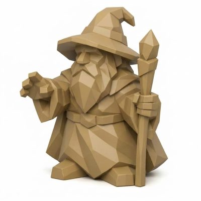 Wood Carved Wizard Collectible Figurine - Unique Desk Decor for Adults 3D Printed in Canada - 3D Printed in Canada (Classic Birch)