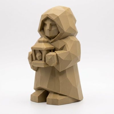 Wood Carved-Like Keeper of Light Figurine - Unique Desk Decor for Adults 3D Printed in Canada - 3D Printed in Canada (Classic Birch)