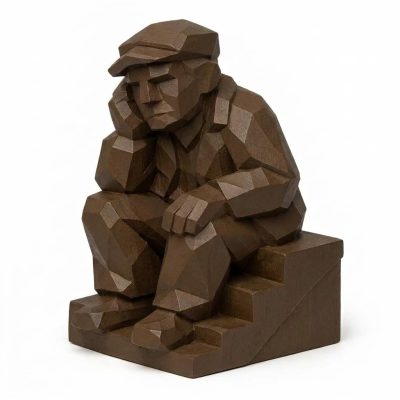 Wood Carved Back Steps Collectible Figurine in Black Walnut Finish - 3D Printed in Canada (Black Walnut)