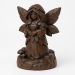 Wood Carved-Like Moss Fairy Figurine in Black Walnut Finish - 3D Printed in Canada (Black Walnut)