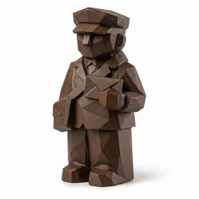 Wood Carved-Like Postman Figurine - Unique Desk Decor for Adults – 3D Printed in Canada - 3D Printed in Canada (Black Walnut)