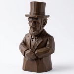 Wood Carved Abraham Lincoln Figurine in Black Walnut Finish - 3D Printed in Canada (Black Walnut)