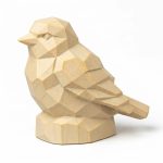 Wood Carved-Like Nightingale Figurine - Unique Desk Decor for Adults – 3D Printed in Canada - 3D Printed in Canada (White Oak)