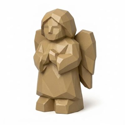 Wood Carved Angel of Safe Journey Collectible Figurine - Unique Desk Decor for Adults 3D Printed in Canada - 3D Printed in Canada (Classic Birch)